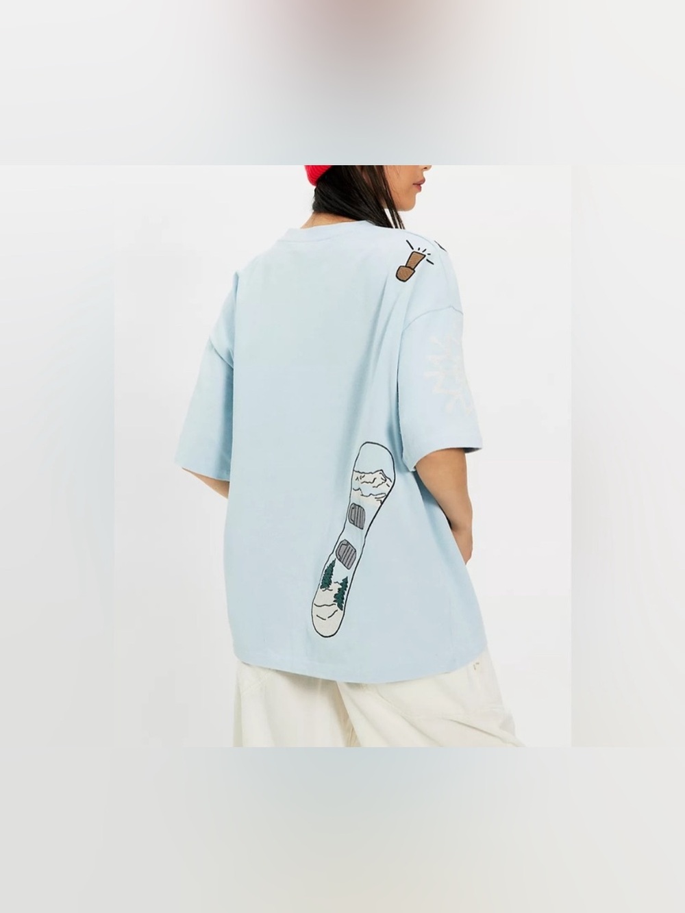 NWT Free People Denim And Bone Dinner Party Embroidered Tee apres light blue - S - Picture 4 of 8